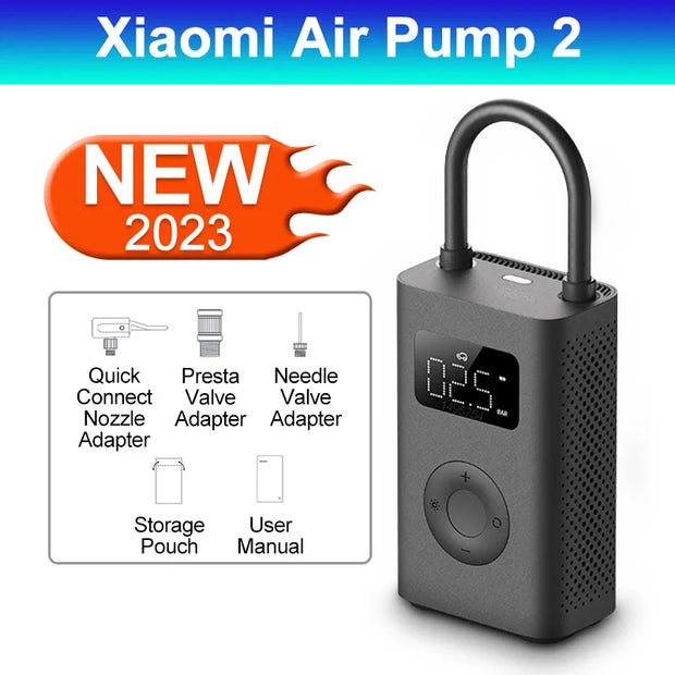 Xiaomi Mini Portable Air Pump 2 Mijia Electric Air Compressor Treasure 150PSI Type-C LED Multitool Inflator For Automotive Car S