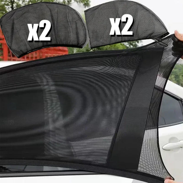 2pcs Car Rear Side Window Sunshade UV Protect Shield Mesh Prevent Mosquito Sunshine Privacy Protection Foldable Curtain