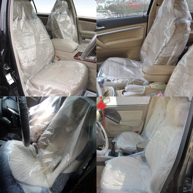 100Pcs Disposable Vehicle Seat Dustproof Covers 140x80cm Transparent Universal Car Seat Chair Protector Waterproof Plastic Cover