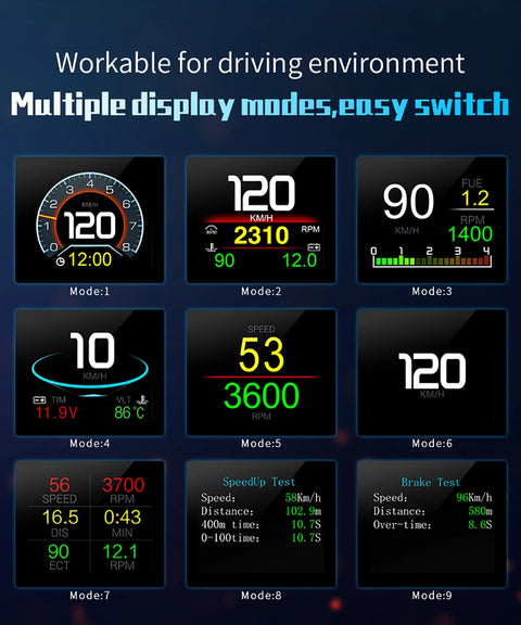 P10 Pro Head Up Display On-board Computer Car Digital OBD2 Mileage OBD Driving Computer Display Speedometer Temperature Gauge