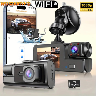 3Camera Dash Cam For Car Camera 1080P Video Recorder WIFI Car DVR Front Rear View Camera Night Vision Black Box Car Accessories