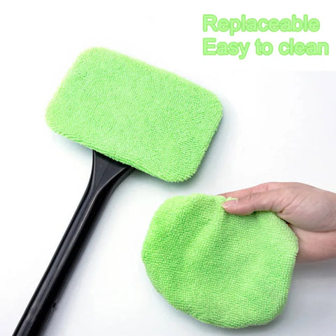 Car Window Cleaner Brush Kit Microfiber Windshield Cleaning Tool Auto Interior Glass Wash Wiper Long Handle Reusable Cloth Pad