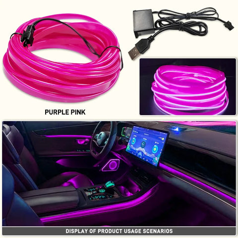 1M/3M/5M Car Interior Led Decorative Lamp EL Wiring Neon Strip For Auto DIY Flexible Ambient Light USB Party Atmosphere Diode