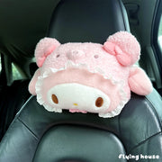 Cute Sanrio Headrest Cushion Car Seat Cartoon Kuromi My Melody Cinnamoroll Pom Pom Purin Pillow Comfortable Home Decor Girl