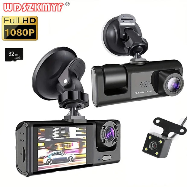 1080P Car Dvr 3 Camra Dash Cam for Cars Camera for Vehicle Recorder Video Front and Rear Camera W/ IR Night Vision Dashcam