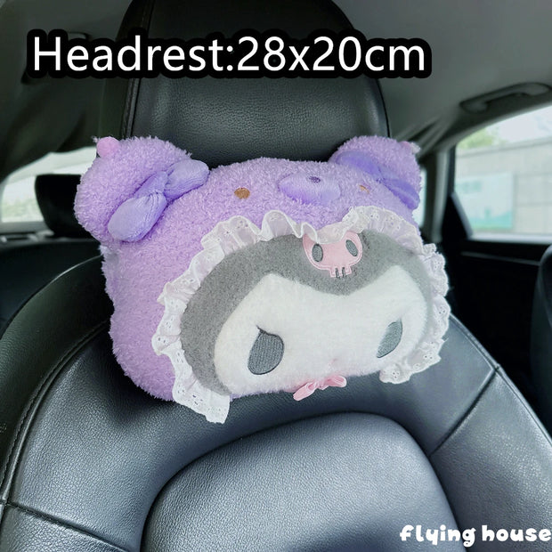 Cute Sanrio Headrest Cushion Car Seat Cartoon Kuromi My Melody Cinnamoroll Pom Pom Purin Pillow Comfortable Home Decor Girl