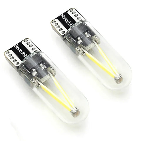 2x Classical W5W Led T10 Filament Cob Glass Car Light Bulb High Quality Auto Automobiles Reading Dome Lamp DRL Car Styling 12v