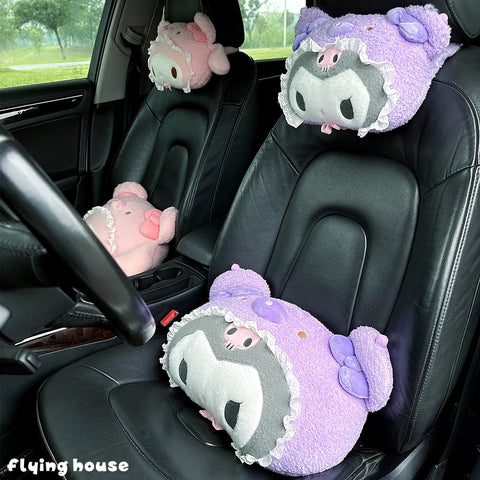 Cute Sanrio Headrest Cushion Car Seat Cartoon Kuromi My Melody Cinnamoroll Pom Pom Purin Pillow Comfortable Home Decor Girl