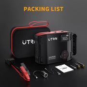 UTRAI 4 In 1 2000A Jump Starter Power Bank 16000mAh 150PSI Air Compressor Tire Pump Portable Charger Car Booster Starting Device