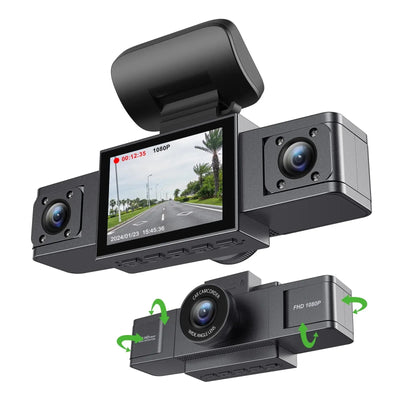 3 Channel Dash Cam Video Recorder Three Lens Car Camera with Rear View DVR 24H Parking Monitor Black Box