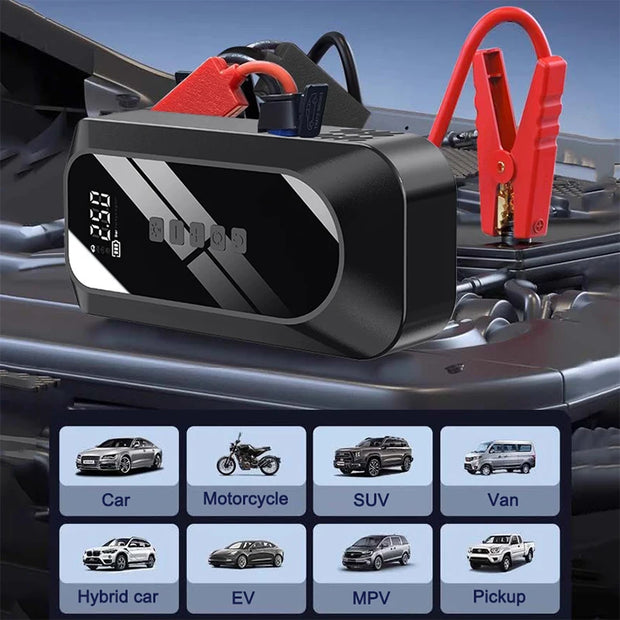 2000A Car Jump Starter Air Pump Multi-Function 4 In 1 Air Compressor Power Bank Car Battery Starter Starting Auto Tyre Inflator