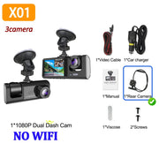 3Channel Dash Cam for Car 1080P Video Recorder WIFI APP Dashcam Car DVR  Front and Rear View Camera Night Vision car accessory