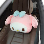 Sanrio Cute Kuromi Car Headrest Safety Seat Belt Cover Kawaii Japanese Style Back Cushion Plush My Melody Car Decoration Gifts