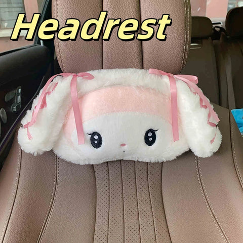 Sanrio Jirai Kei My Melody Headrest Seat Belt Cover Back Cushion Lolita Kuromi Cushion Sofa Bed Throw Pillow Decor Gifts Girl