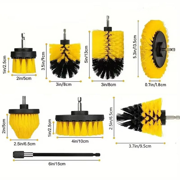 7PCS Electric Drill Brush Accessory Set Electric Drill Brush Cleaning Tool Kit Used for Cleaning Tires and Car Disc Gap Brushes