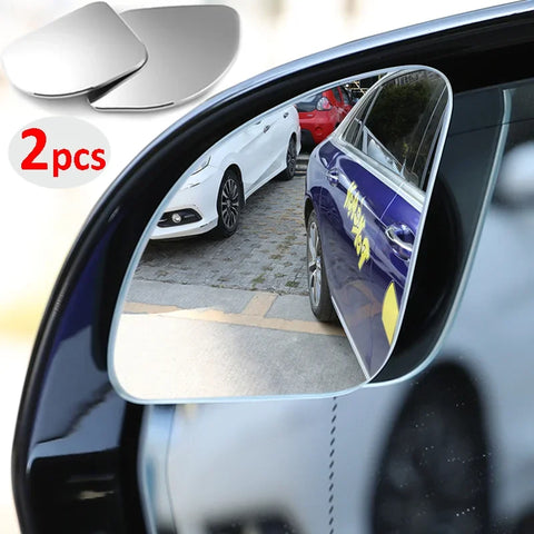 2pcs Car Blind Spot Mirror 360 Degree Rotating Frameless Auxiliary Rearview Mirror Auto Motorcycle Wide Angle Sector Mirrors