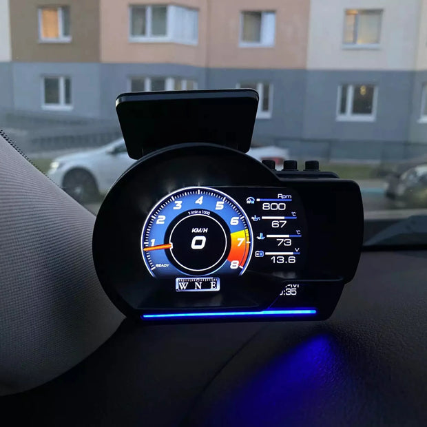 Newest A501 Car Head Up Display OBD2 Smart Car HUD Turbo Gauge Digital Odometer Security Alarm Water&Oil temp RPM Auto Meter