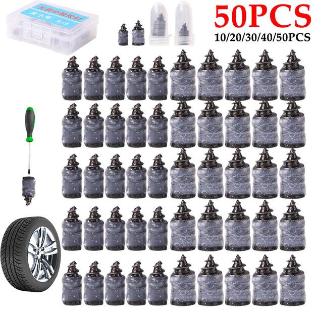 10-50PCS Car Motorcycle Vacuum Tyre Repair Nails Truck Scooter Bike Tire Puncture Repair Tubeless Tools Rubber Metal Accessories