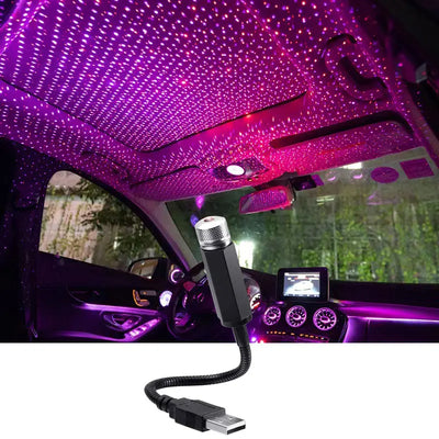 Romantic LED Car Roof Star Night Light Projector Atmosphere Galaxy Lamp USB Decorative Lamp Adjustable Car Interior Decor Light