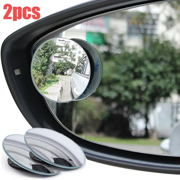 2Pcs Car Rearview Convex Frameless Blind Spot Mirrors Auxiliary Mirror Auto Motorcycle Universal Wide Angle Adjustable Mirrors