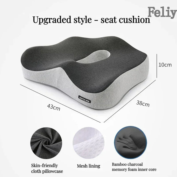 Memory Foam Seat Cushion Office Chair Cushion Car Seat Support Waist Pillow Massage Buttocks Pad Pain Relief Orthopedic Pillow