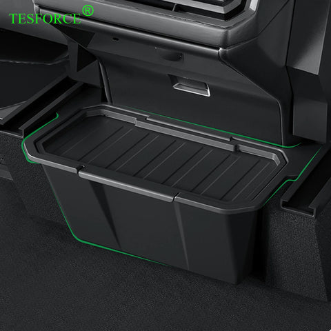 For Tesla Cybertruck 2024 Rear Center Console Storage Box TPE Organizer Box with Cover Trash Can Under Seat Car Accessories