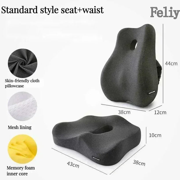 Memory Foam Office Chair Cushion Car Seat Support Waist Pillow Massage Lumbar Pain Relief Cushion Slow Rebound Orthopedic Pillow