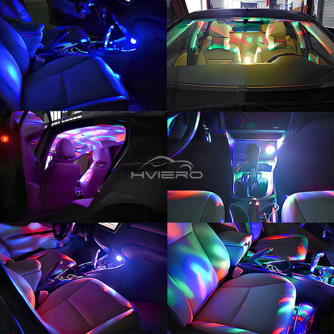 Car Led Auto Lamp USB Ambient Light DJ RGB Mini Colorful Music Sound USB-C Interface IOS Holiday Party Karaoke Atmosphere Bulbs