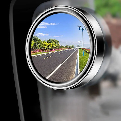 2Pcs Car Rearview Sucker Mirrors 360° Blind Spot Mirror Adjustable Round Frame Convex Wide-angle Clear Rearview Auxiliary Mirror