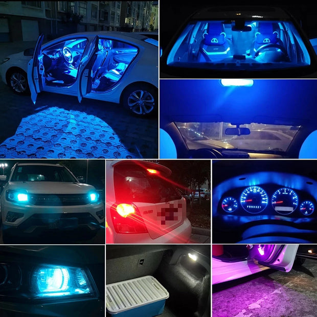 10x 2021 Newest W5W Led T10 Car Light COB Glass 6000K White Auto Automobiles License Plate Lamp Dome Read DRL Bulb Style 12V