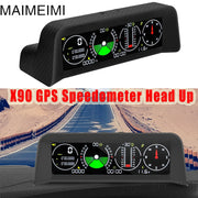 NEW X90 GPS Speedometer Head Up PMH KMH Slope Meter Inclinometer on-board Computer Car with Car Compass Clock Latitude Longitude