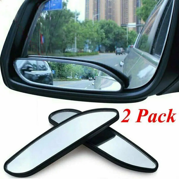 2Pcs Black Plastic Shell Glass Blind Spot Rectangular Mirror Auto Wide Angle Convex Rear Side View Car Truck SUV Rearview Mirror