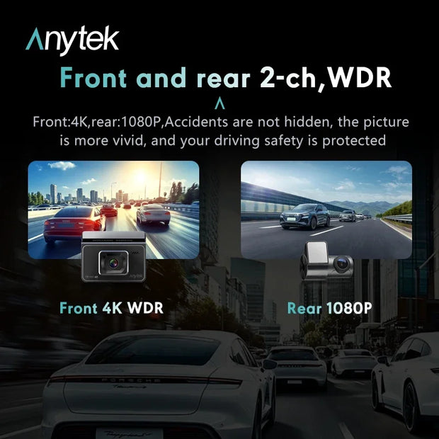 ANSVICAM 4K Car DVR 2-Channel Front&Rear View Camera GPS WIFI Black Box Dash Cam for Cars Video Recorder Vehicle Car Accessories