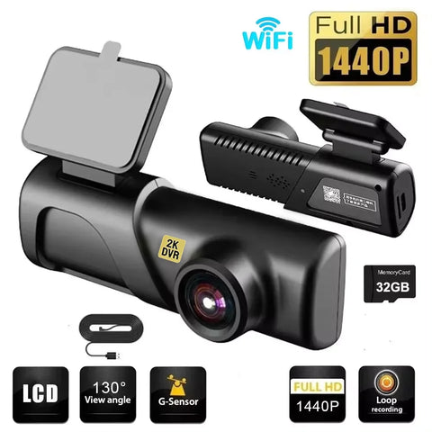 Czsky 2k 1440P HD WiFi Dash Cam for Car DVR Camera Video Recorder Auto Night Vision WDR Voice Control Wireless 24H Parking Mode