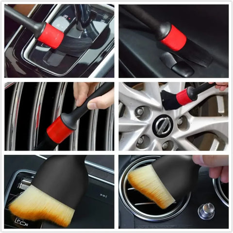 6Pcs Car Wash Care Detailing Brush Set for Cleaning Wheels Dashboards Vents and More Car Cleaning Tool Brushes Car Accessories