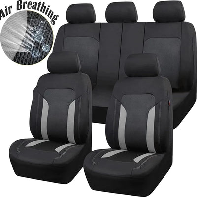 AUTO PLUS Universal Gray Mesh Seat Covers For Car With 3 Zipper Rear Seat Split Airbag Compatible Fit For Most Car SUV Truck VAN