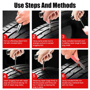 Tyre Repair Kit Puncture Plug Set Auto Bike Tire Repair Car Tire Change Tools Motorcycle Car Accessories 45pcs Studding Set