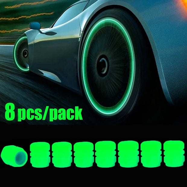 1-20PCS Luminous Car Tire Valve Cap Fluorescent Night Glowing Decor Motorcycle Bike Wheel Nozzle Dustproof Tyre Valve Stem Caps