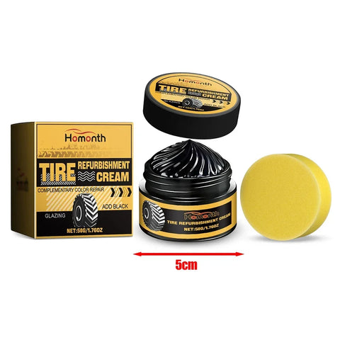 Tire Shine Coating Tyre Gloss Hydrophobic Sealant Wax Maintenance Long Cleaner Lasting Tire Agent Refurbishing 50g with Sponge