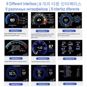 Newest A501 Car Head Up Display OBD2 Smart Car HUD Turbo Gauge Digital Odometer Security Alarm Water&Oil temp RPM Auto Meter