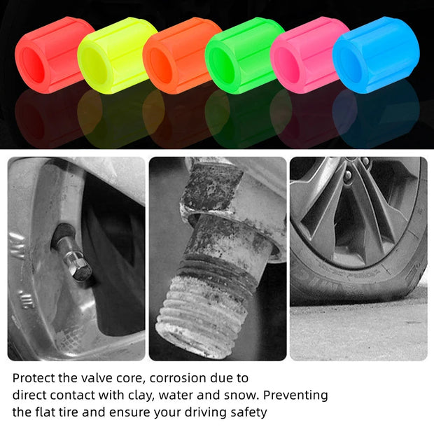 Luminous Tire Valve Caps 6 Colors Car Motorcycle Glowing Valve Cover Car Tire Wheel Hub Styling Tool Auto Accessories 4/8/20pcs