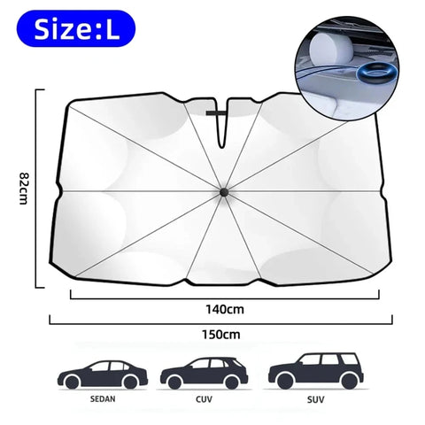 2024 Upgraded Car Windshield Sun Shade Umbrella Foldable Car Sunshade Front Window Cover for UV Ray Block & Sun Heat Protection