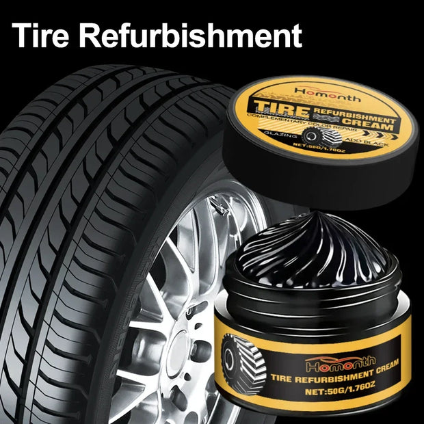 Tire Shine Coating Tyre Gloss Hydrophobic Sealant Wax Maintenance Long Cleaner Lasting Tire Agent Refurbishing 50g with Sponge