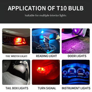 10Pcs Glass Cob LED Car Bulbs W5W 194 T10 Wedge License Plate Lamp Dome Light White Auto Interior Reading Running Parking Backup