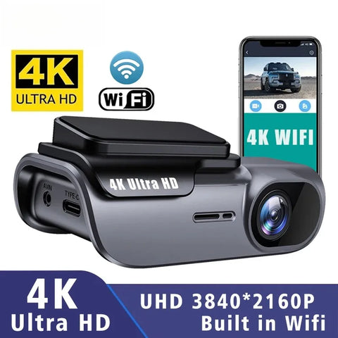 4K 3840*2160P Dash Cam WIFI Car DVR Camera Video Drive Recorder Dashcam Registrar Black Box 24 Hour Monitoring Night Vision