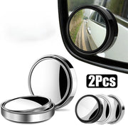 2Pcs Round Frame Convex Blind Spot Mirror Safety Driving Wide-angle 360 Degree Adjustable Clear Rearview Mirror Car Accessories