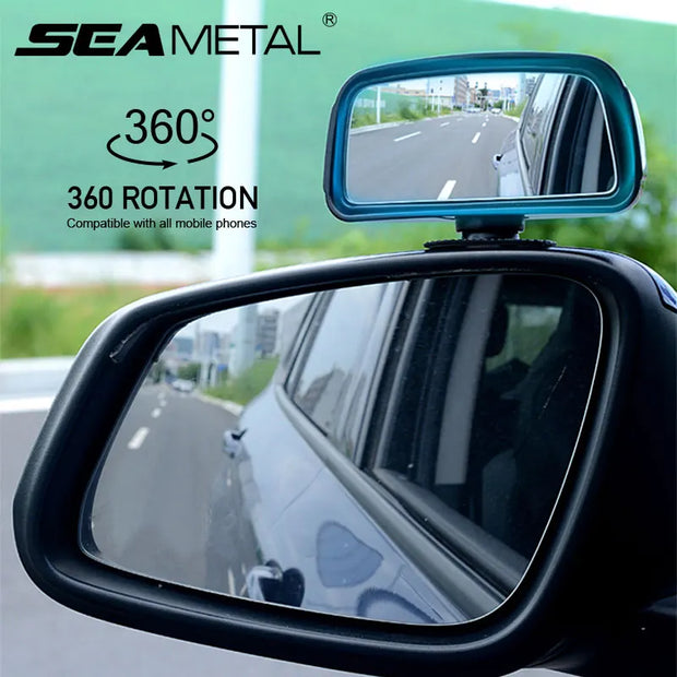 SEAMETAL Universal Car Mirror Auxiliary Rear View Mirror Wide Angle Side Rear Mirrors Reverse Blind Spot 360 Degree Adjustable