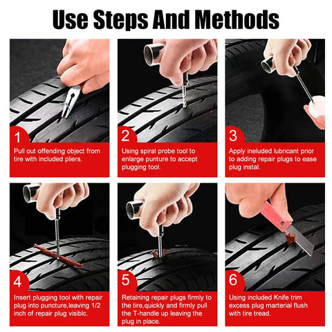 Auto Bike Tire Repair Car Tire Repair Tool Tyre Repair Kit Studding Tool Set 45 PCS Motorcycle Car Accessories Puncture Plug Set