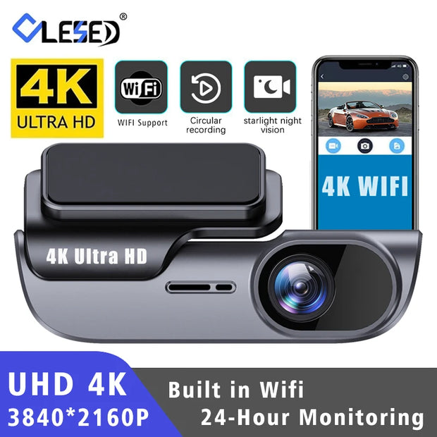 UHD 4K 3840*2160P Car DVR WIFI Dash Cam Camera Video Drive Recorder Dashcam Registrar Black Box 24 Hour Monitoring Night Vision