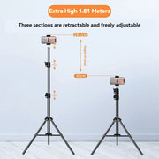 Portable Retractable Tripod Phone Stand With Adjustable Wireless Selfie Stick Foldable Phone Stand For IPhone, Xiaomi, Huawei